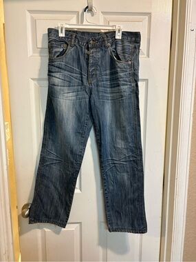 Cheap Monday Vintage Men's Faded Blue Straight button fly Jeans